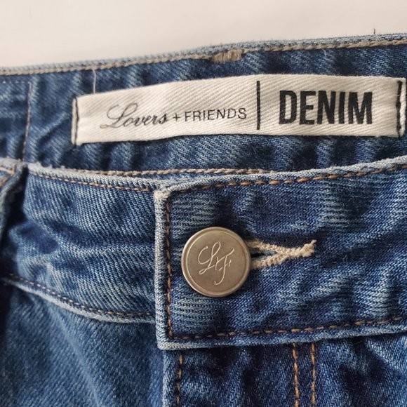 LOVERS + FRIENDS LOGAN Women's High Rise Cropped Jeans Frayed Cut Off Distressed - Picture 7 of 13